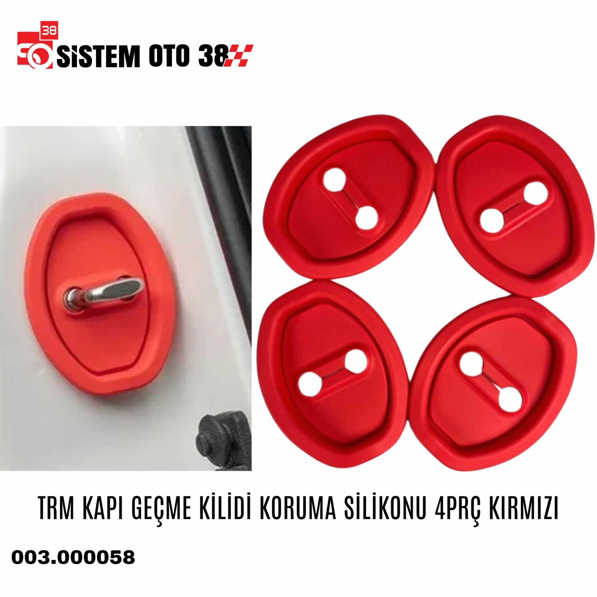 TRM KAPI GEÇME KİLİDİ KORUMA SİLİKONU 4PRÇ KIRMIZI | | ARAÇ DIŞI AKSESUARLAR