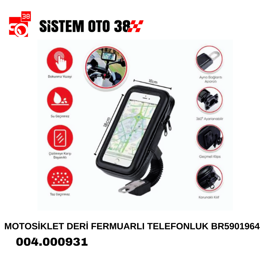 MOTOSİKLET DERİ FERMUARLI TELEFONLUK BR5901964 | | ARAÇ İÇİ AKSESUARLAR