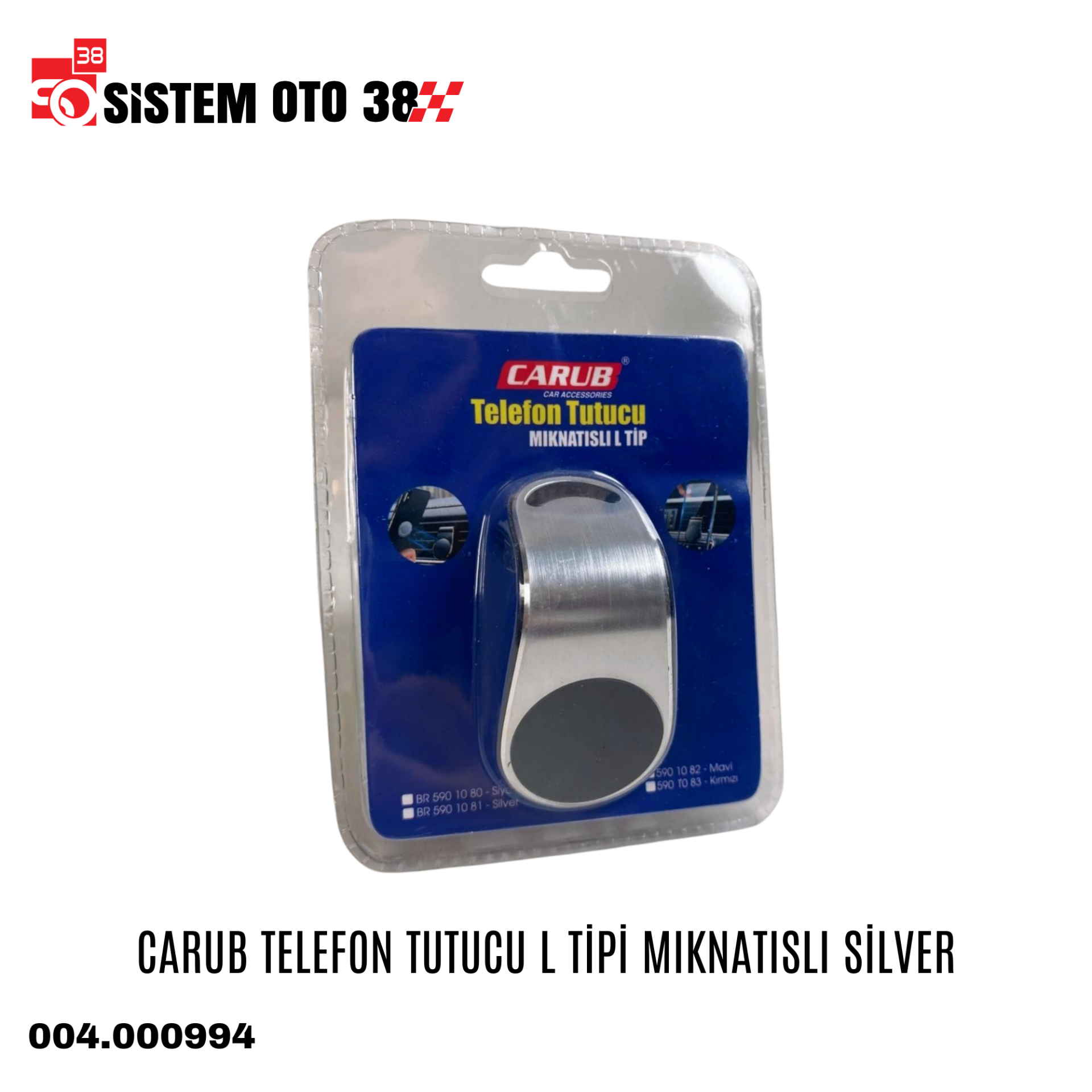 CARUB TELEFON TUTUCU L TİPİ MIKNATISLI SİLVER | | ARAÇ İÇİ AKSESUARLAR