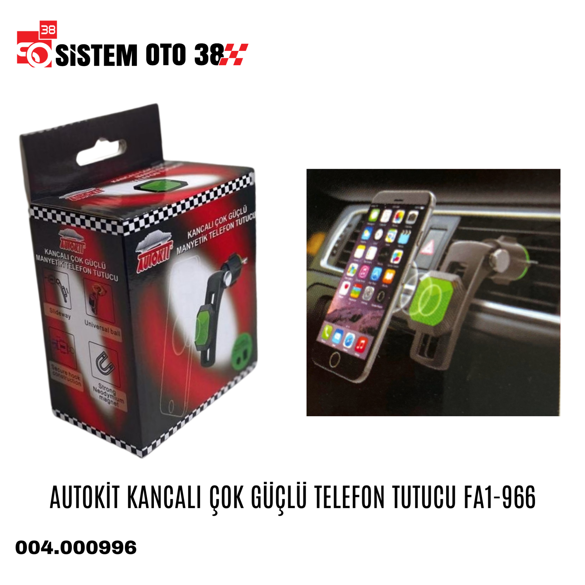 AUTOKİT KANCALI ÇOK GÜÇLÜ TELEFON TUTUCU FA1-966 | | ARAÇ İÇİ AKSESUARLAR