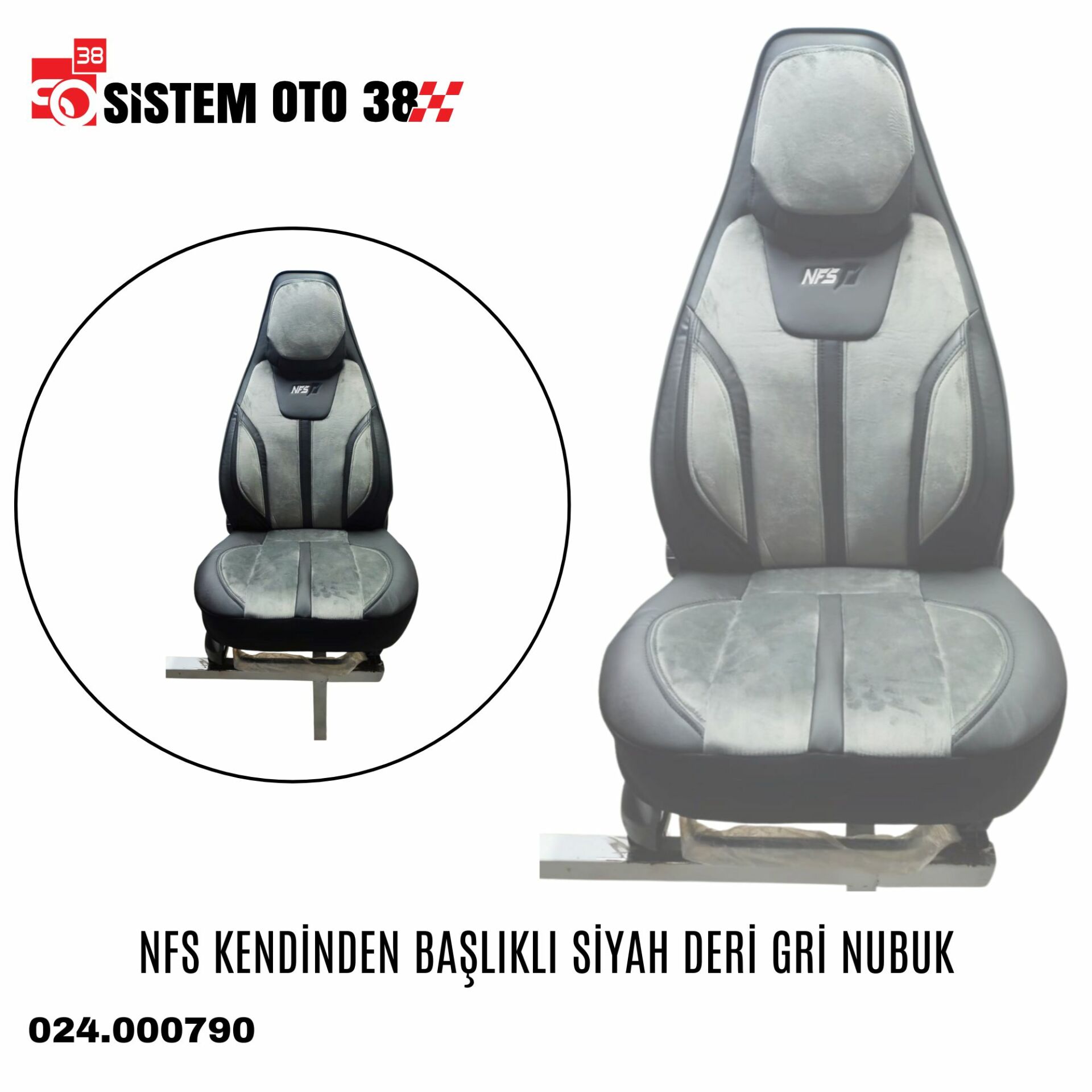 NFS KENDİNDEN BAŞLIKLI SİYAH DERİ GRİ NUBUK | | KOLTUK KILIF VE MİNDER