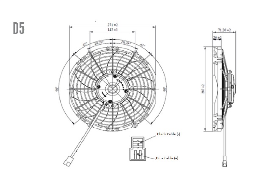 10'' KOMPLE YASSI İNCE EMİCİ AKSİYEL HELİS FANLI 5702110120005 12V
