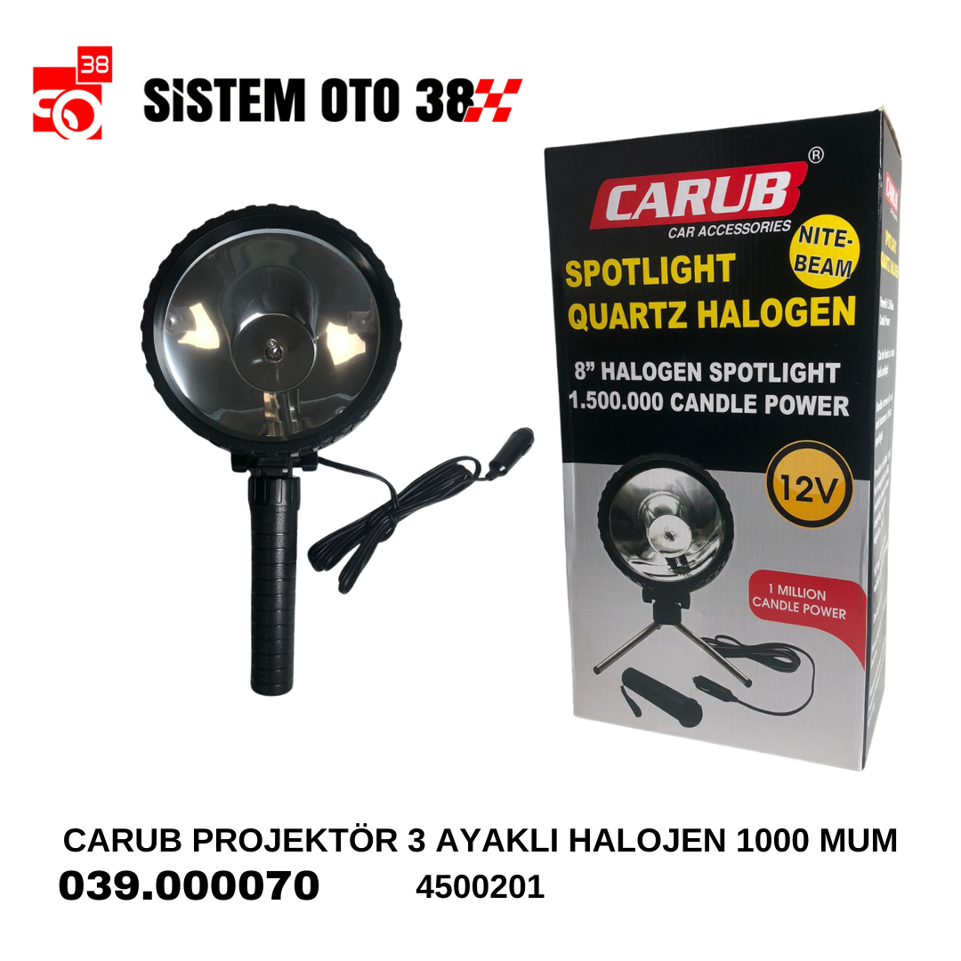 CARUB PROJEKTÖR 3 AYAKLI HALOJEN 1000 MUM 4500201 | | SİS LAMBALARI
