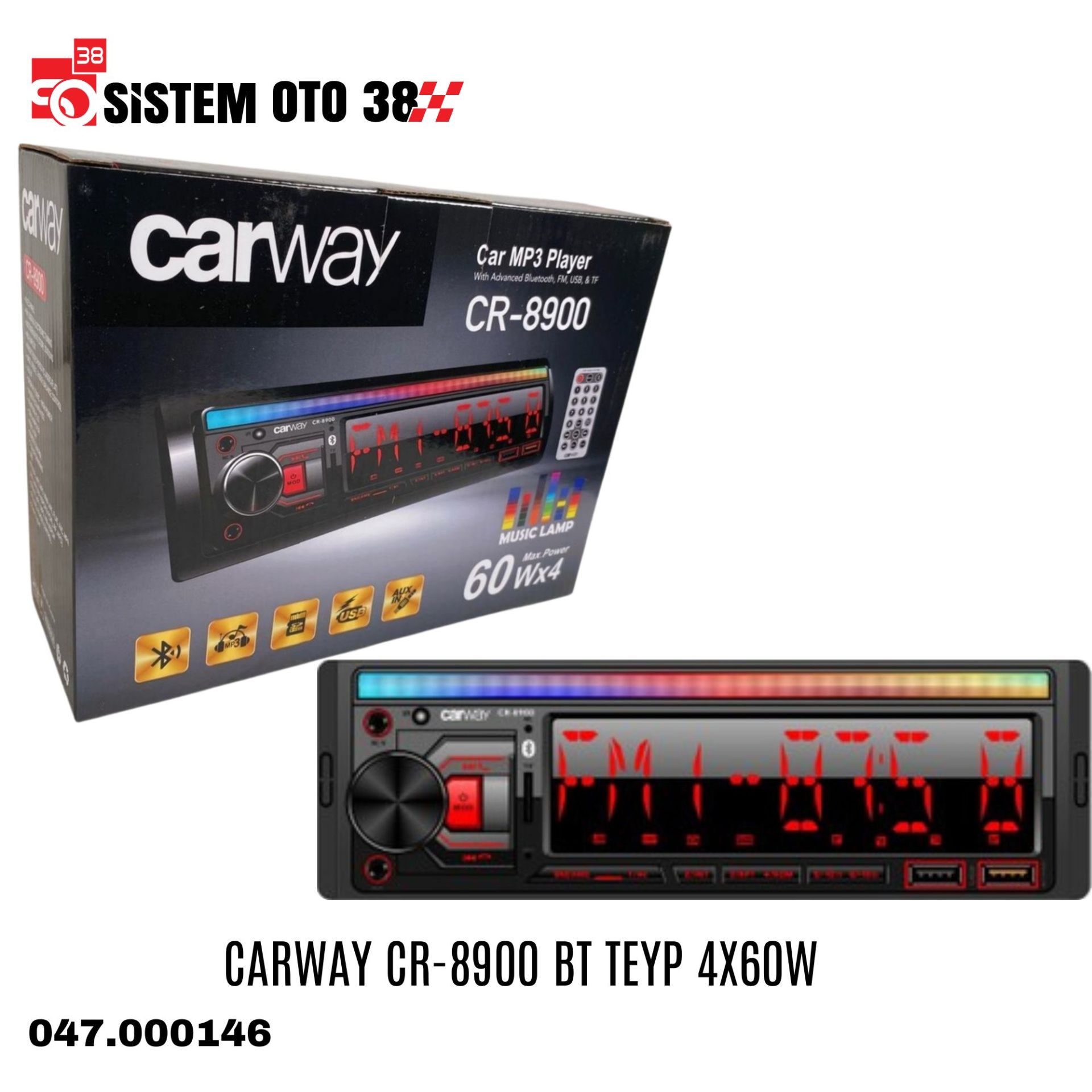 CARWAY CR-8900 BT TEYP 4X60W | | TEYPLER