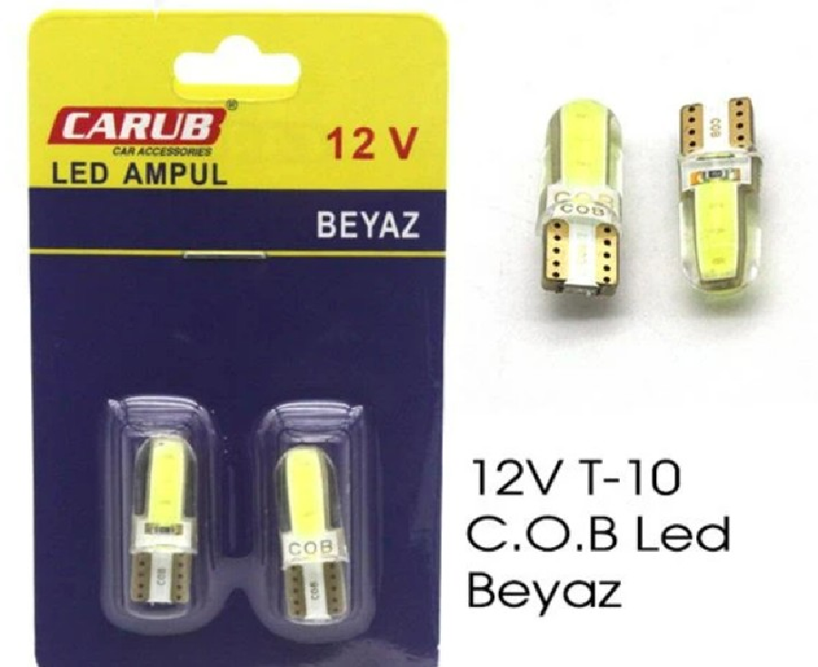 AMPUL LED 12V T-10 C.O.B LED SİLİCON BEYAZ