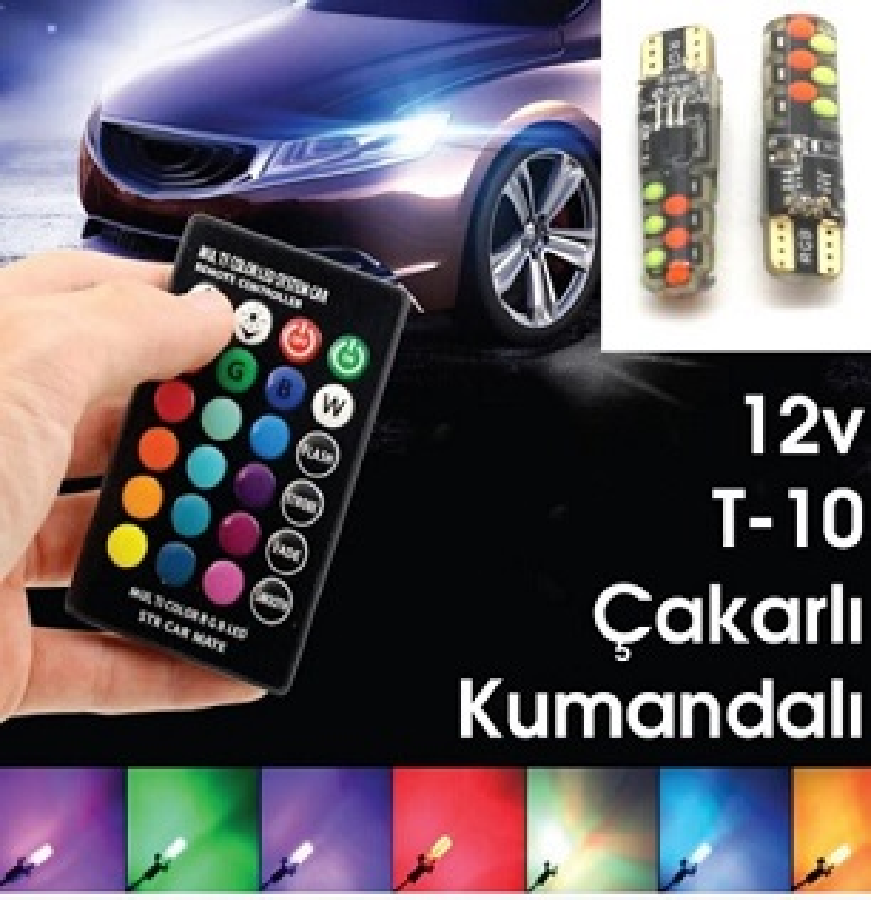 AMPUL>(2AD) LED B.DİPSİZ 7 RENKLİ ÇAKARLI KUMANDALI IŞIK ŞİDDET AYARLI YENİ NESİL
