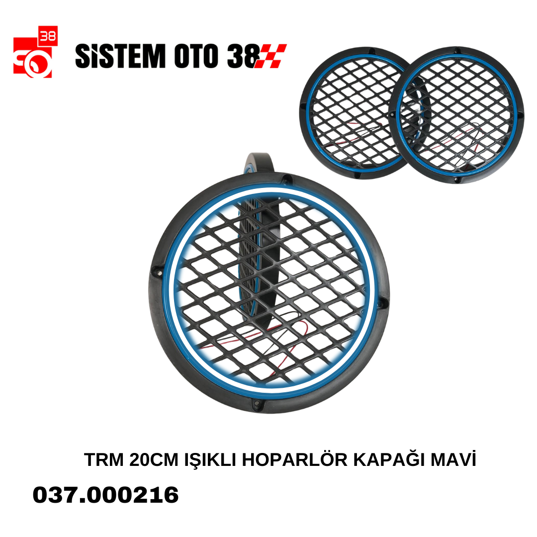 TRM 20CM IŞIKLI HOPARLÖR KAPAĞI MAVİ | | SES MONTAJ EKİPMANLARI