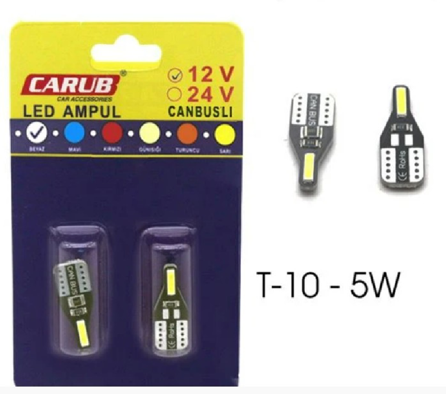 AMPUL LED 12V T10 5W YENİ NESİL BEYAZ CANBUS
