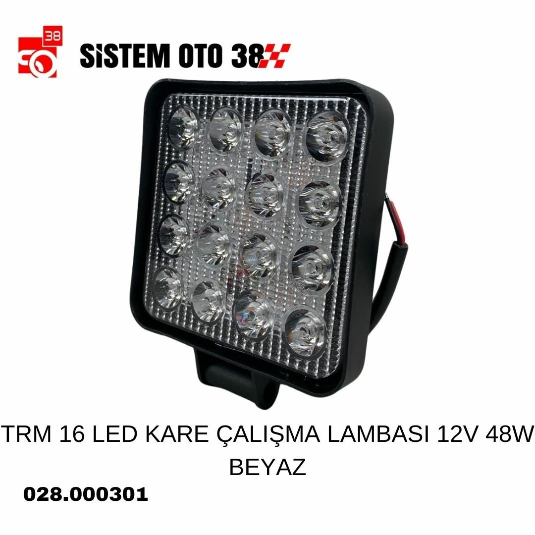 TRM 16 LED KARE ÇALIŞMA LAMBASI 12V 48W BEYAZ | | LED AYDINLATMA GRUBU