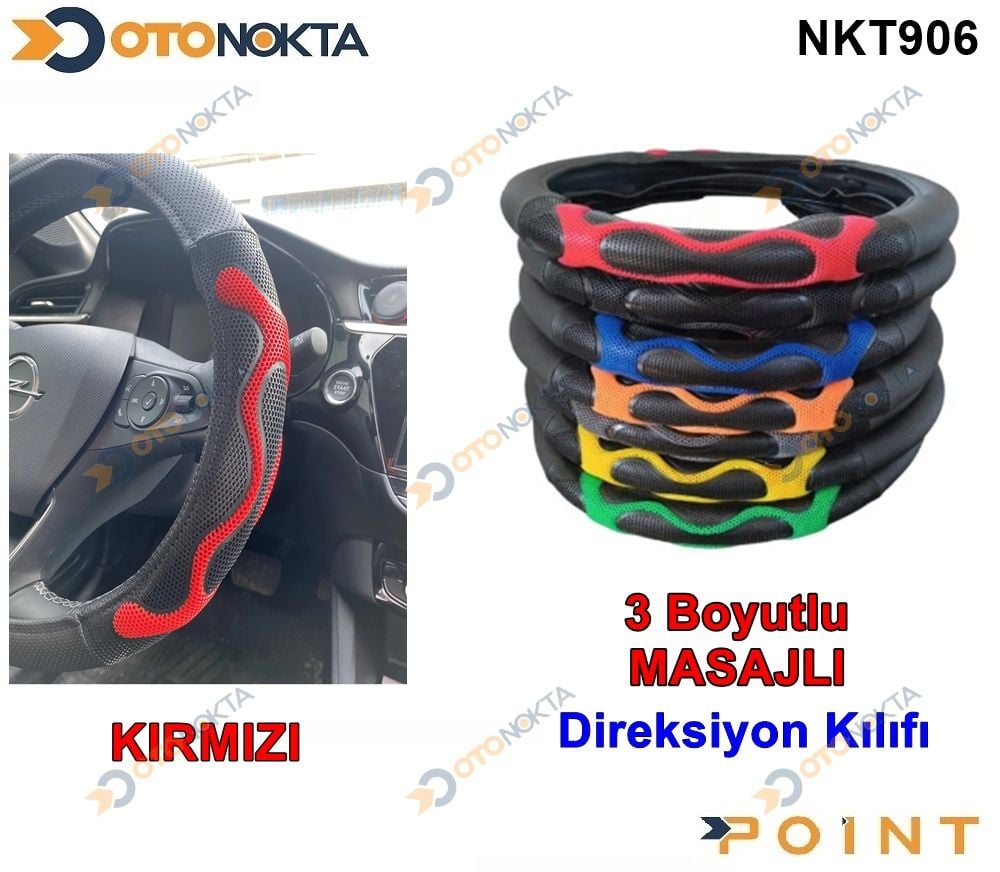 DIREKSIYON KILIFI GECMELI 3 BOYUTLU MASAJLI KIRMZI