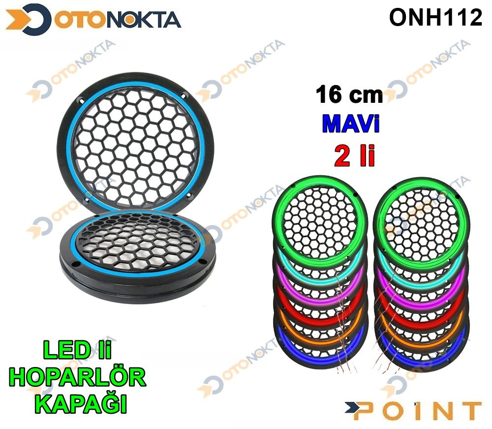 16 CM HOPARLOR KAPAGI ISIKLI MAVI