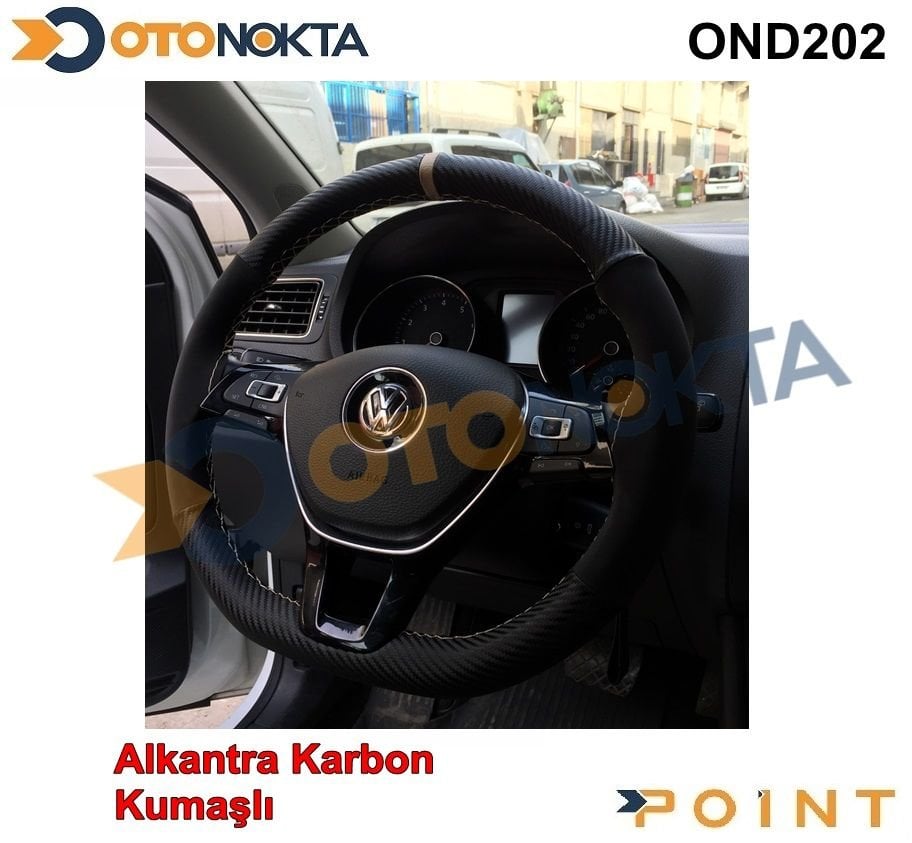 DIREKSIYON KILIFI DIKMELI KARBON ALCANTRA BEJ IP