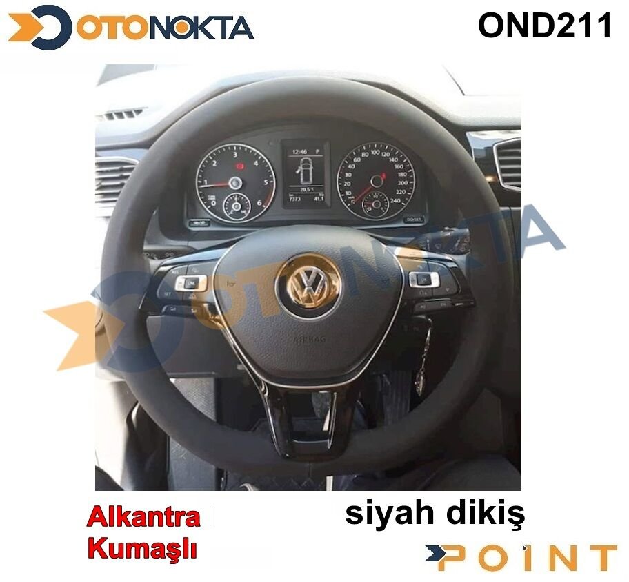 DIREKSIYON KILIFI DIKMELI DUZ ALCANTRA SIYAH