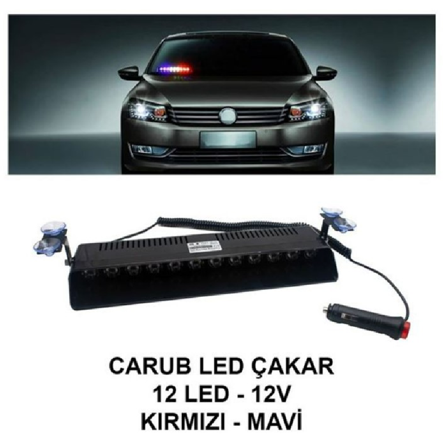 ÇAKAR LAMBA ARAÇ İÇİ CAM VANTUZLU KIRMIZI-MAVİ