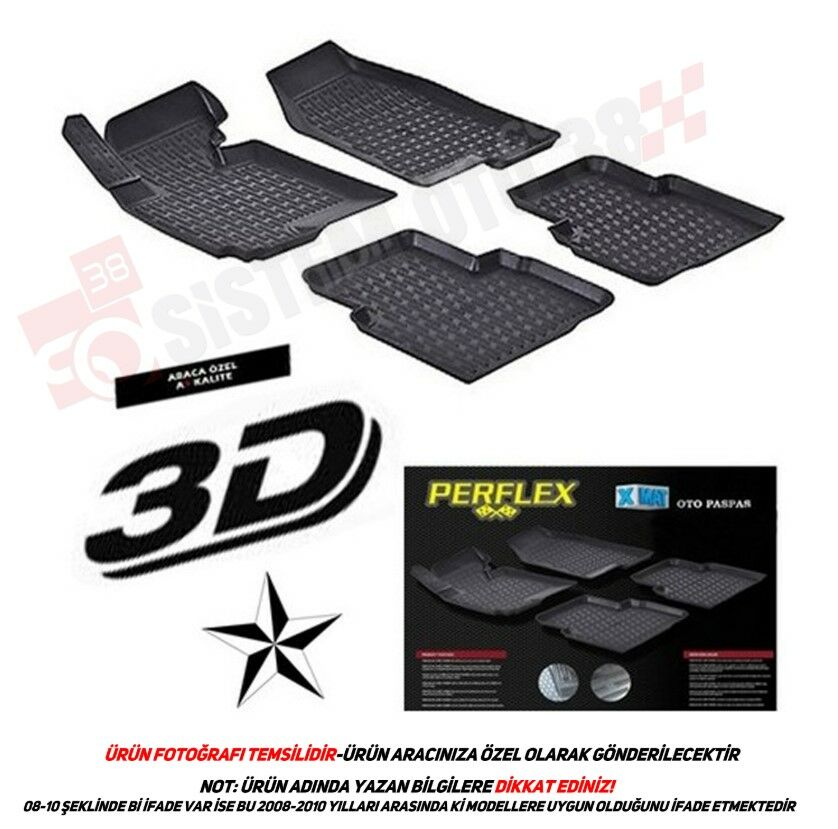 PRF3D-PEUGEOUT 308 08-13 3D PASPAS SİYAH | | 3D PASPASLAR