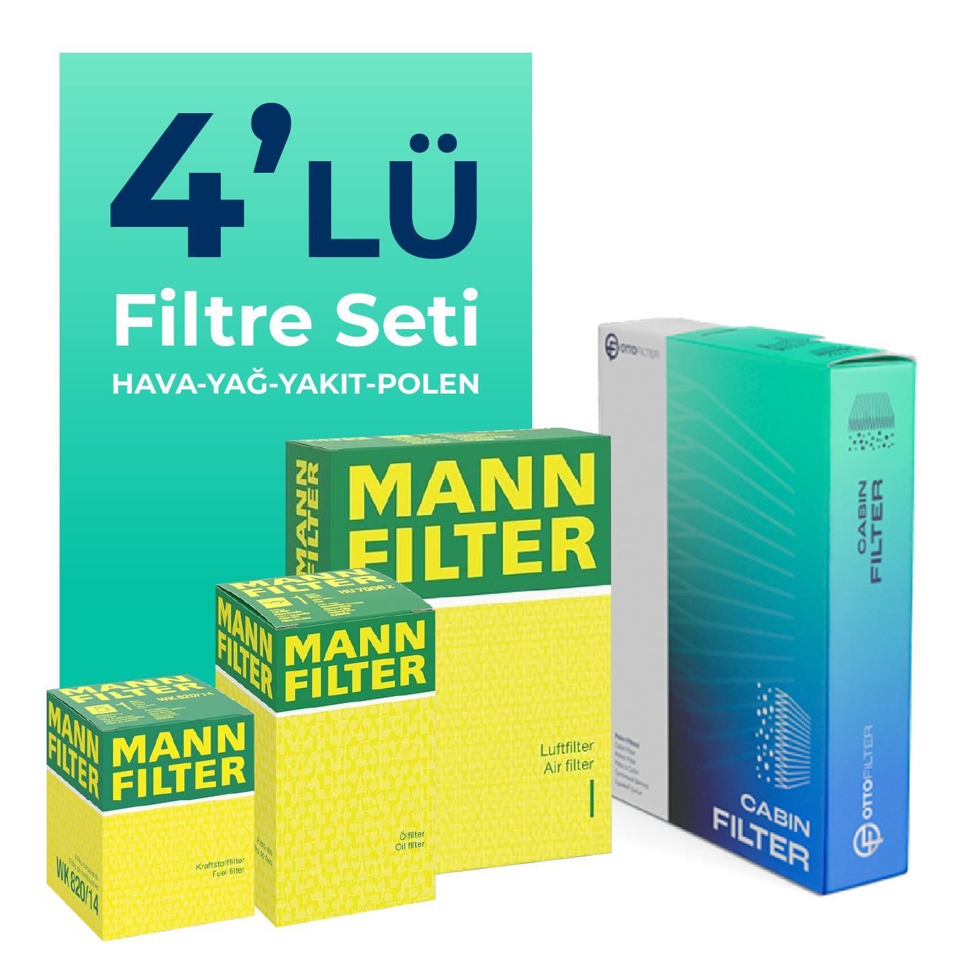MANN Alfa Mito 1.3 Dizel Filtre Bakım Seti (2009-2018) 4 Lü
