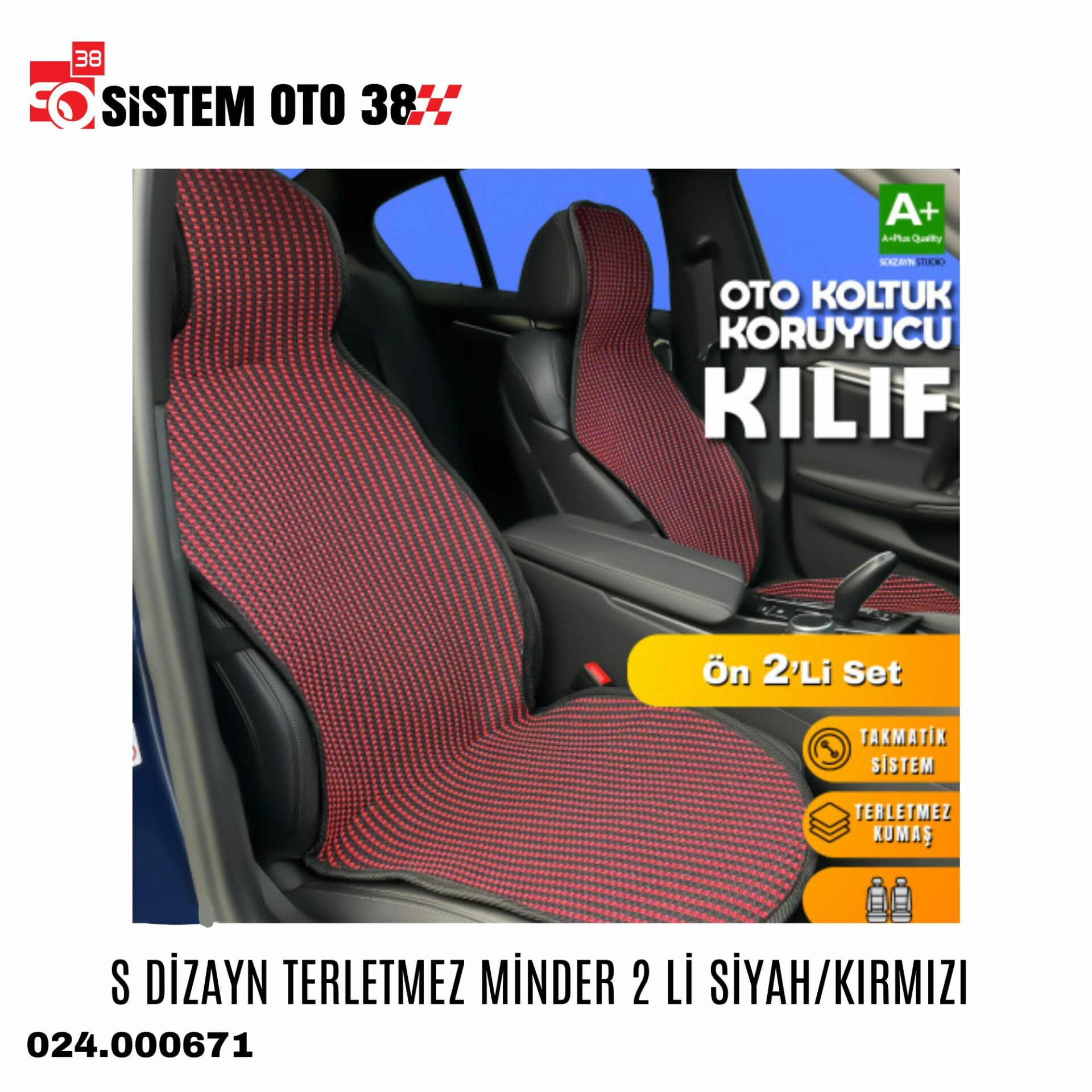 S DİZAYN TERLETMEZ MİNDER 2 Lİ SİYAH/KIRMIZI | | KOLTUK KILIF VE MİNDER