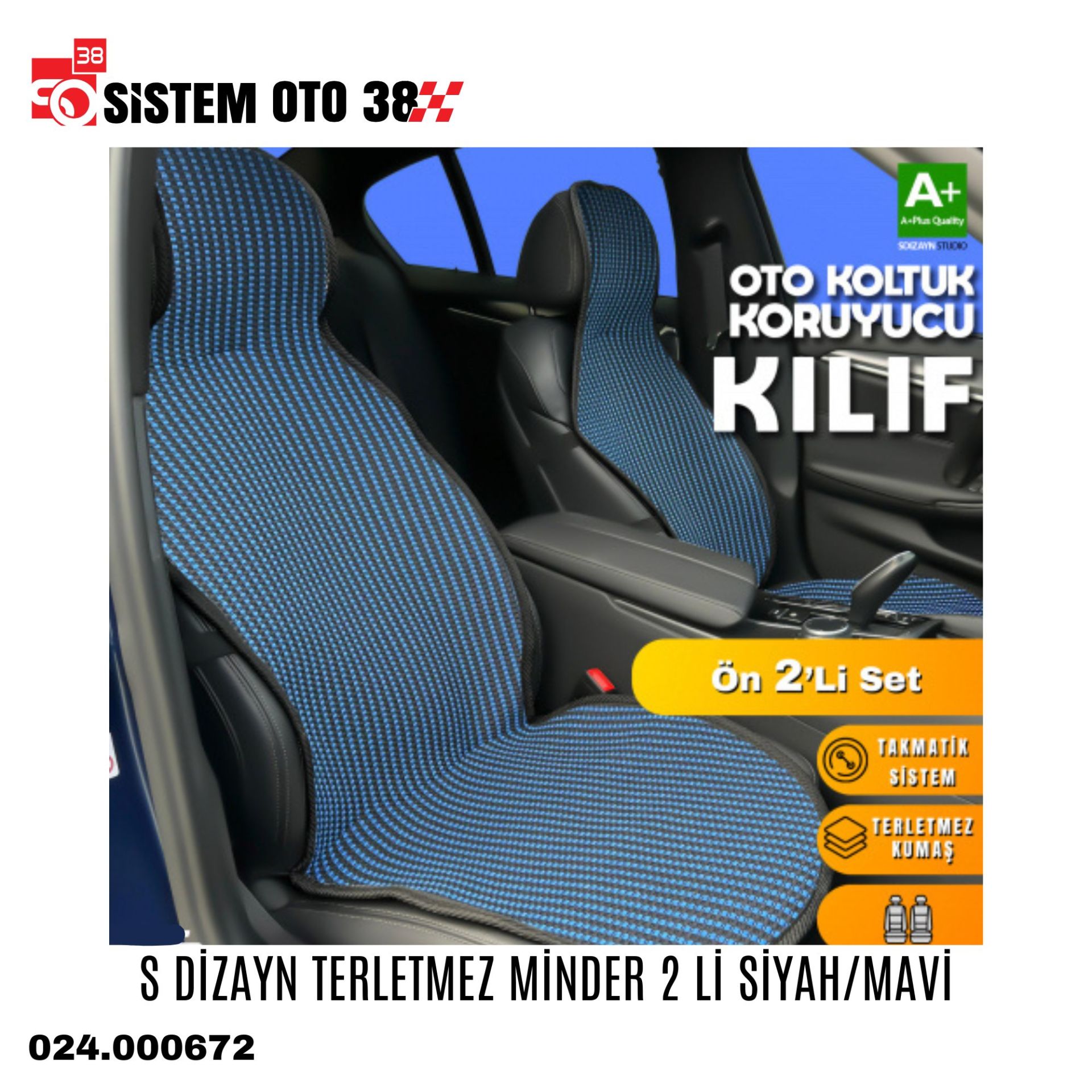 S DİZAYN TERLETMEZ MİNDER 2 Lİ SİYAH/MAVİ | | KOLTUK KILIF VE MİNDER