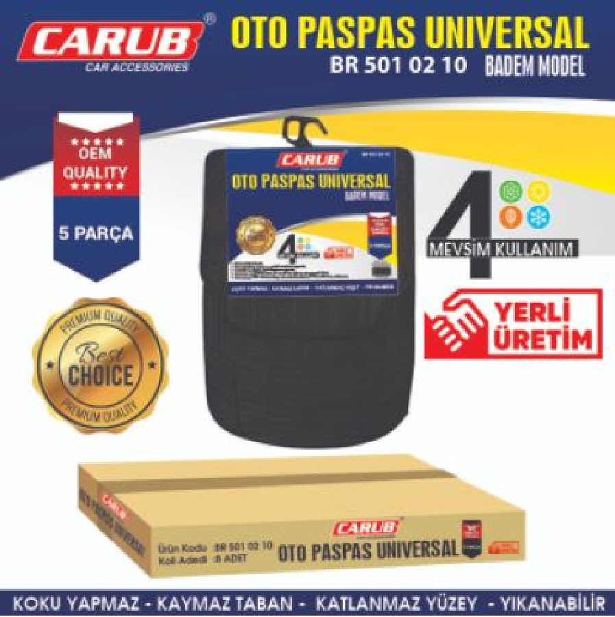 PASPAS KAUÇUK ŞAFT ÜSTLÜ SİYAH 5 PARÇA ÖN-ARKA ÜNİVERSAL