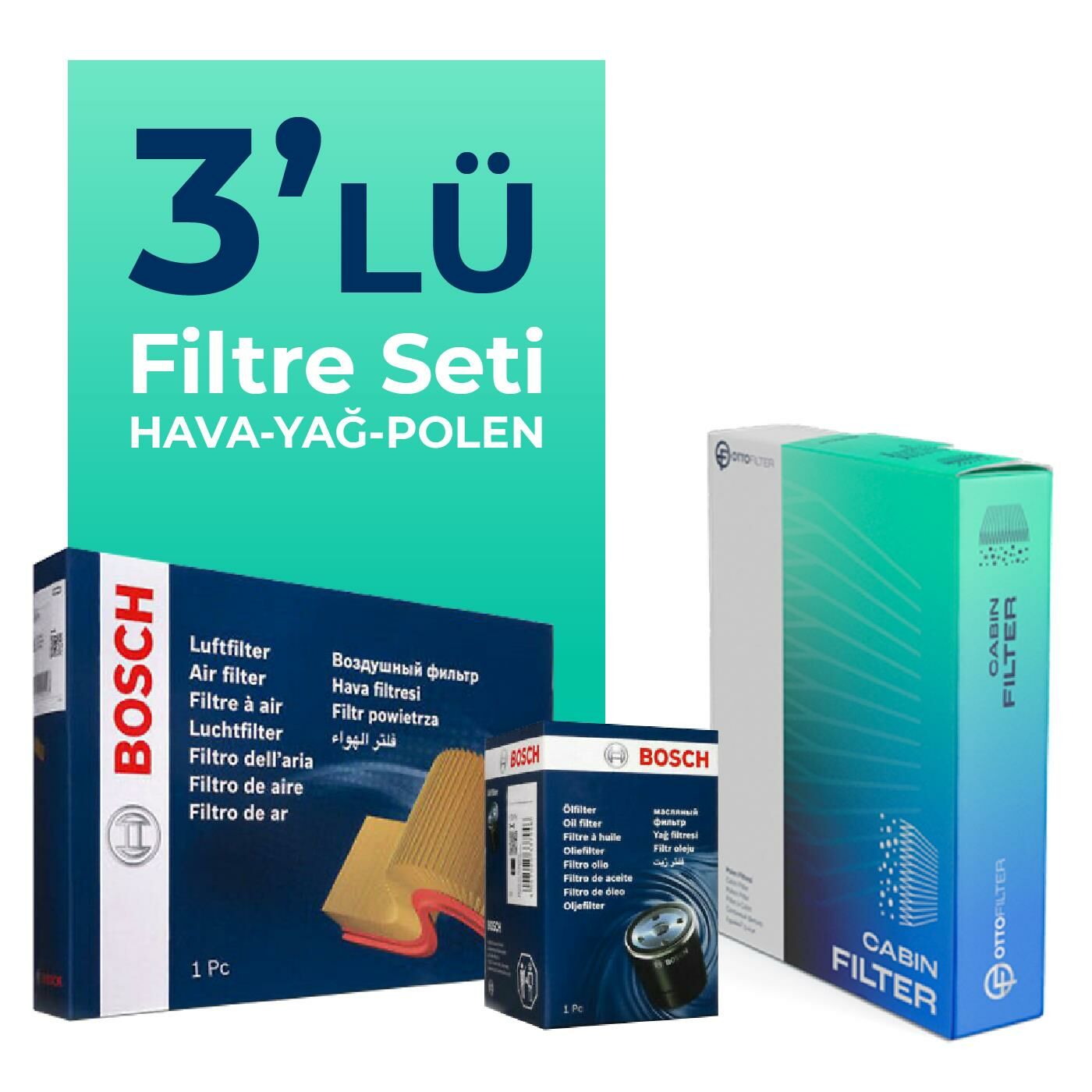 Bosch Audi A3 1.6 FSI Filtre Bakım Seti (2003-2007) 3 Lü