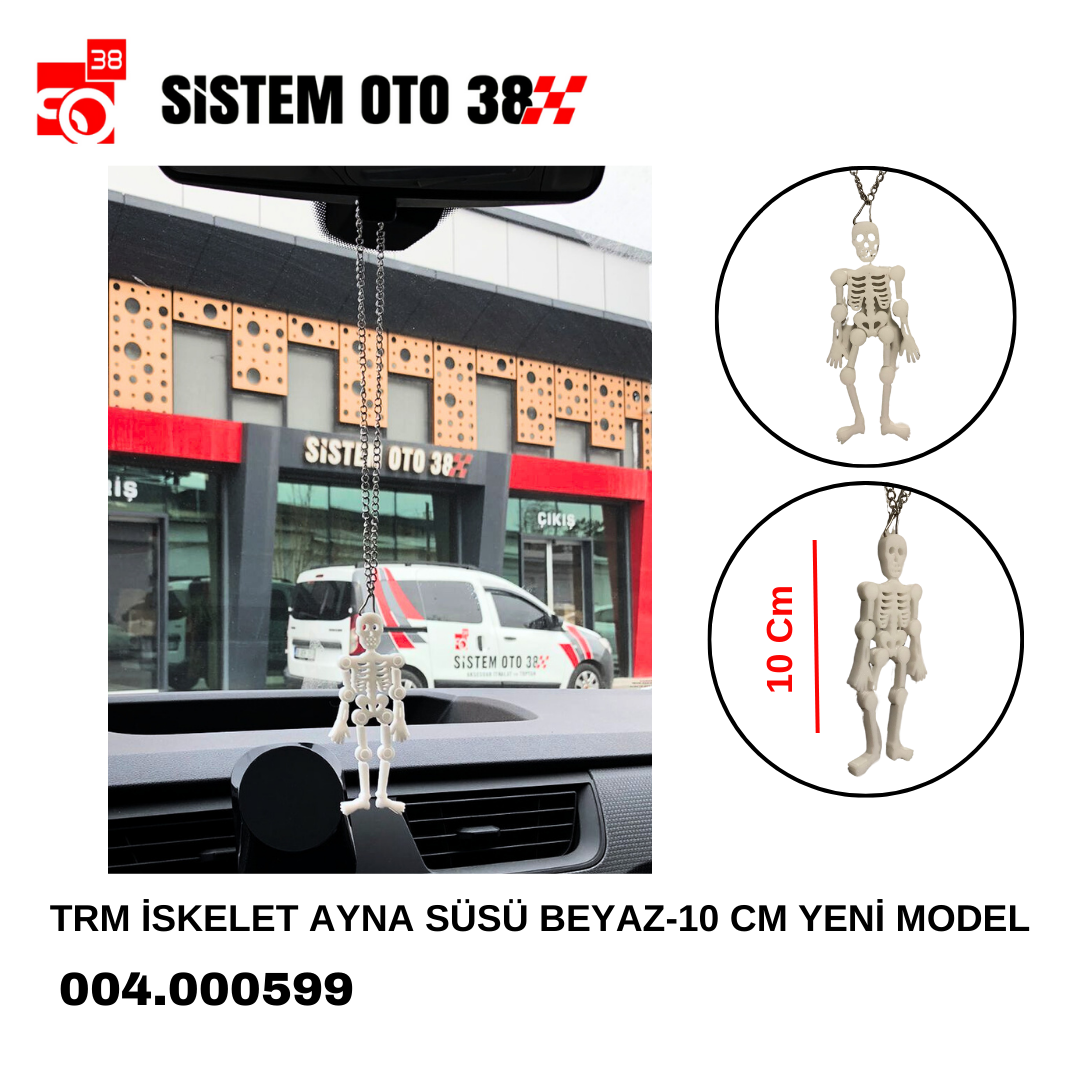 TRM İSKELET AYNA SÜSÜ BEYAZ-10 CM YENİ MODEL | | ARAÇ İÇİ AKSESUARLAR