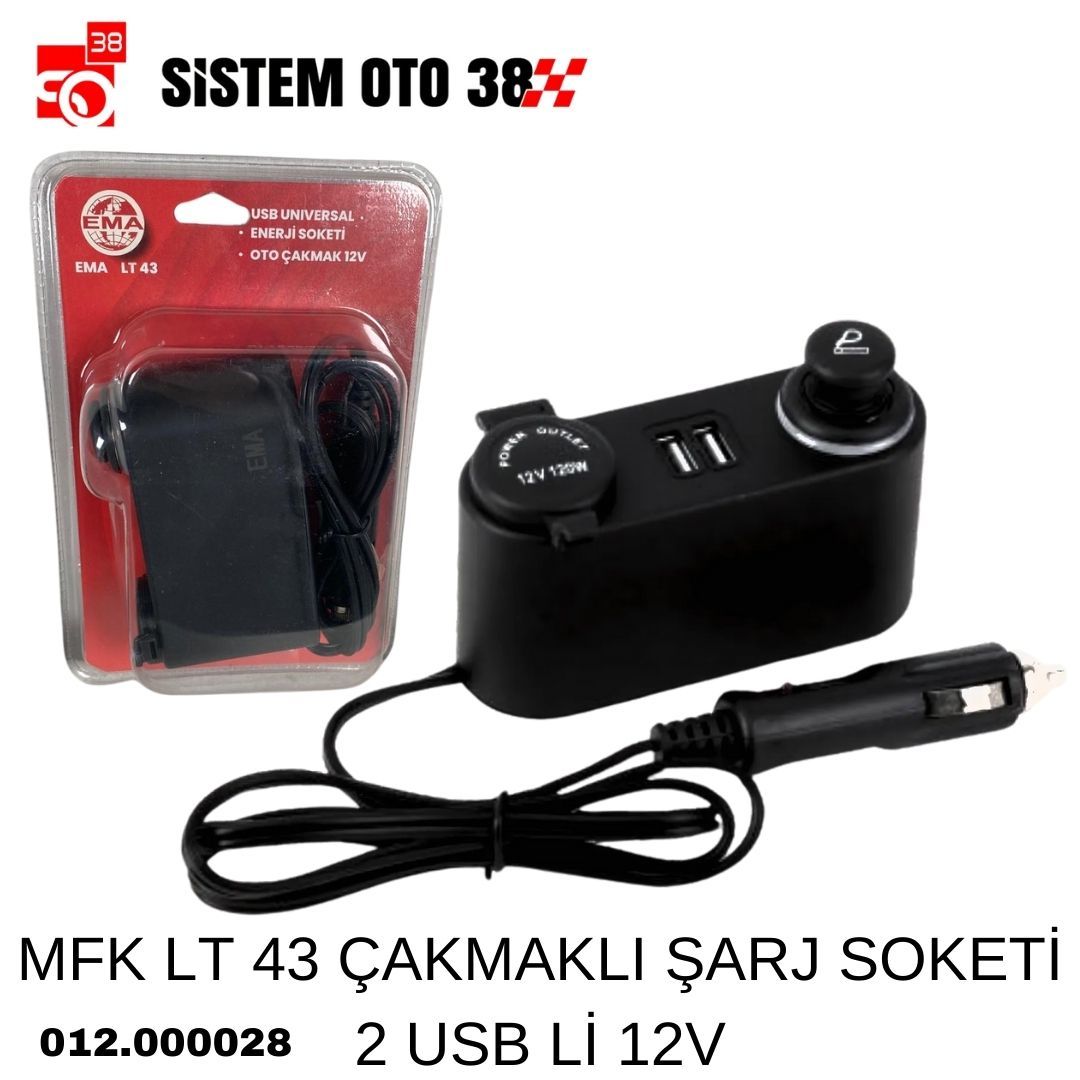 MFK LT 43 ÇAKMAKLI ŞARJ SOKETİ 2 USB Lİ 12V | | ÇAKMAKLIKLAR