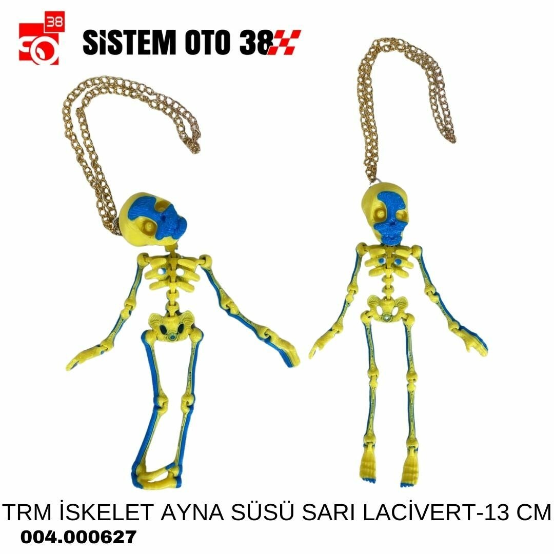 TRM İSKELET AYNA SÜSÜ SARI LACİVERT-13 CM | | ARAÇ İÇİ AKSESUARLAR