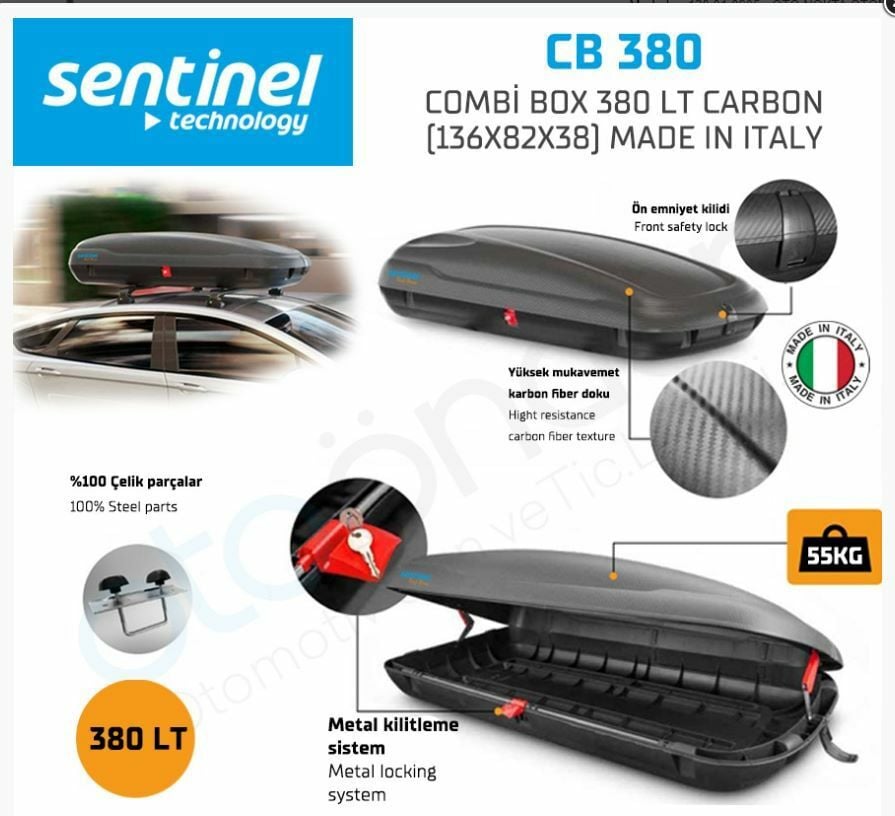 COMBİ BOX 380 LT CARBON SİYAH KAPALI YÜK TAŞIYICI | | KAPALI BAGAJLAR