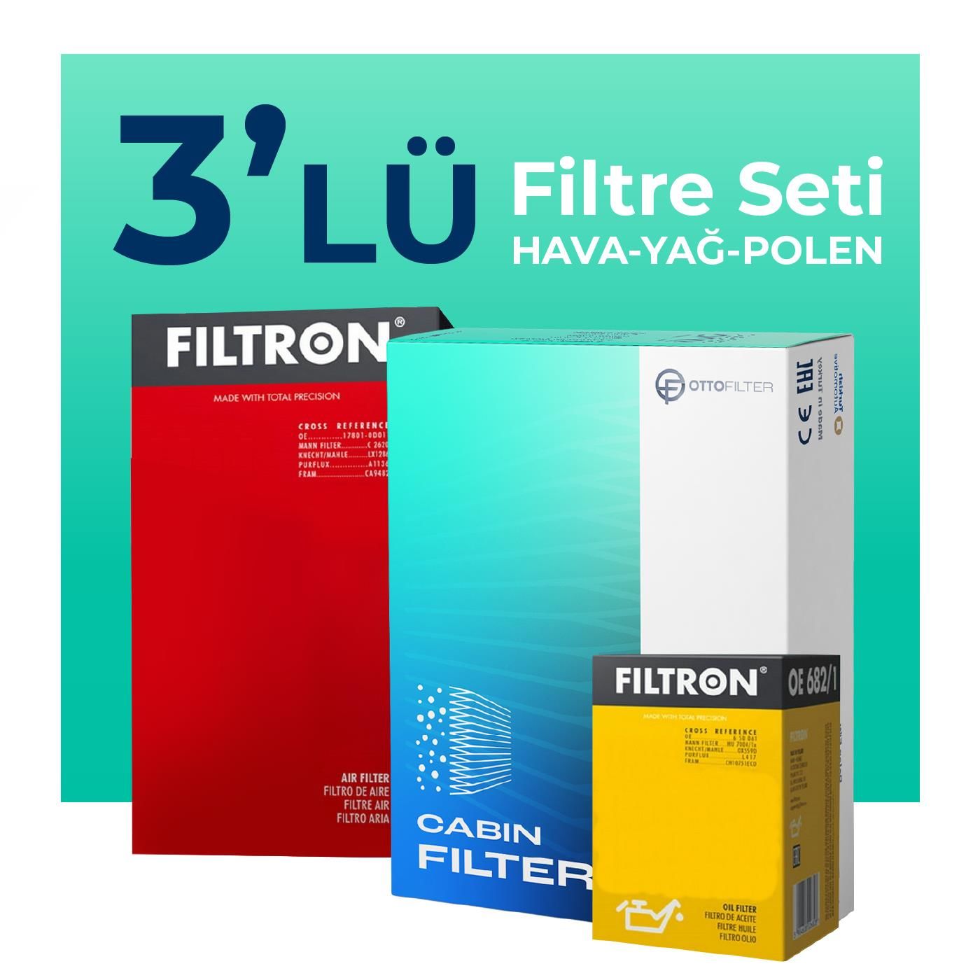 Filtron Volvo XC60 2.0 Benzin Filtre Bakım Seti (2010-2012) 3 Lü