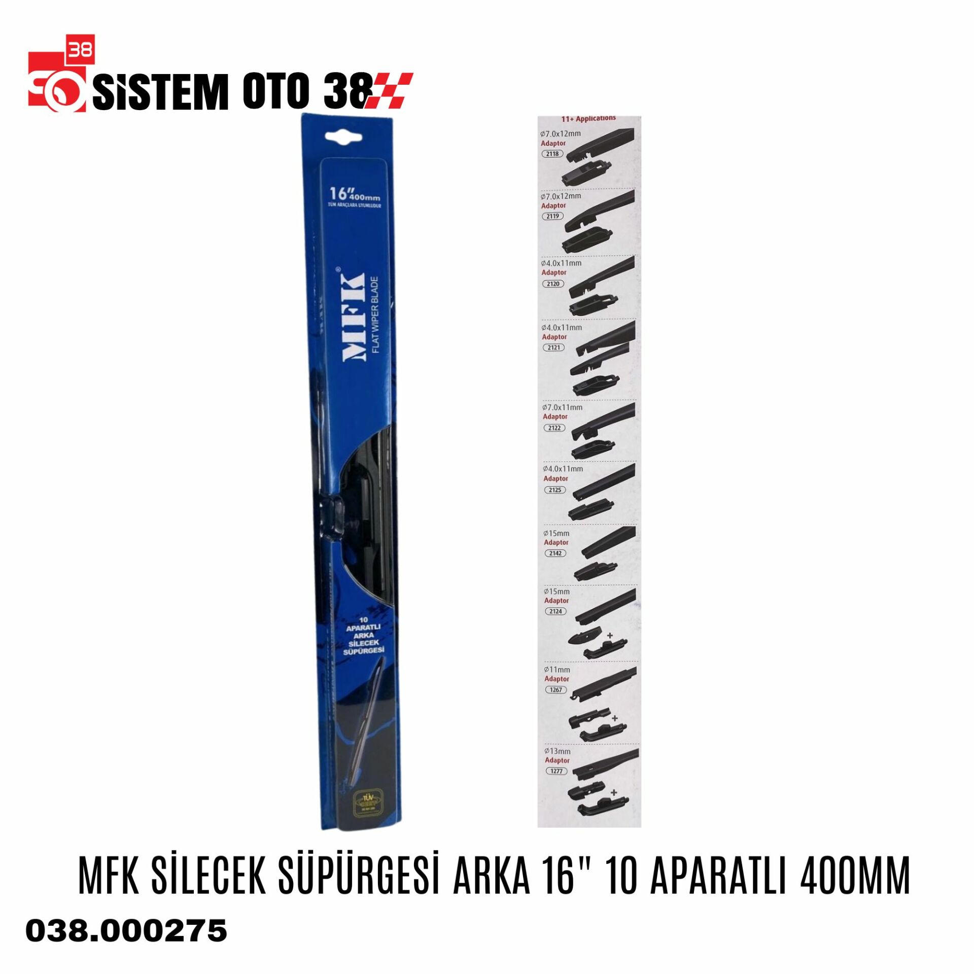 MFK SİLECEK SÜPÜRGESİ ARKA 16'' 10 APARATLI 400MM | | SİLECEKLER