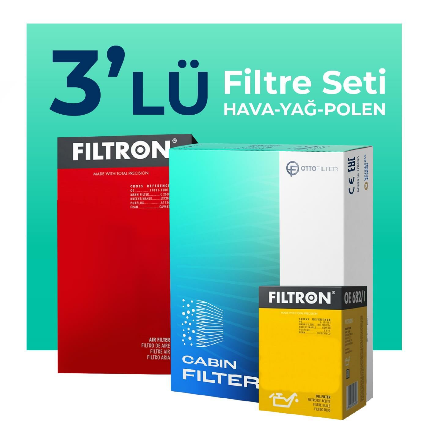 Filtron Volvo XC90 2.0 Dizel B5 Filtre Bakım Seti (2019-2024) 3 Lü