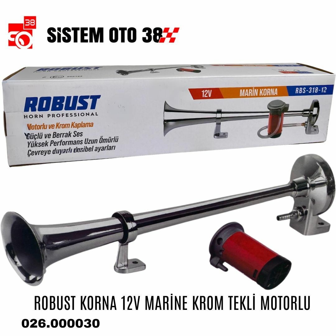 ROBUST KORNA 12V MARİNE KROM TEKLİ MOTORLU | | KORNALAR