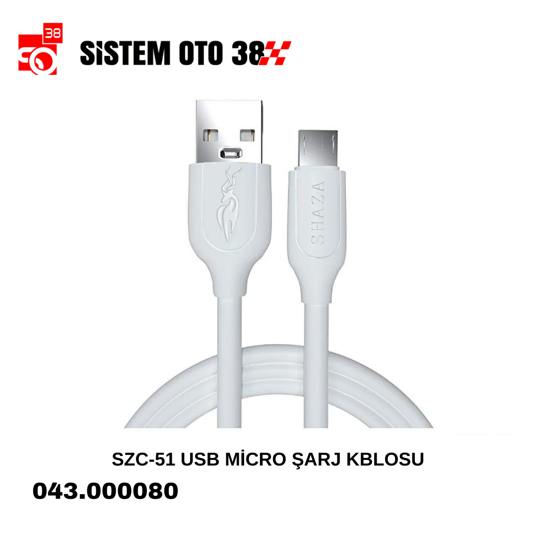 SZC-51 USB MİCRO ŞARJ KBLOSU | | ŞARJ ALETİ VE AUX KABLO