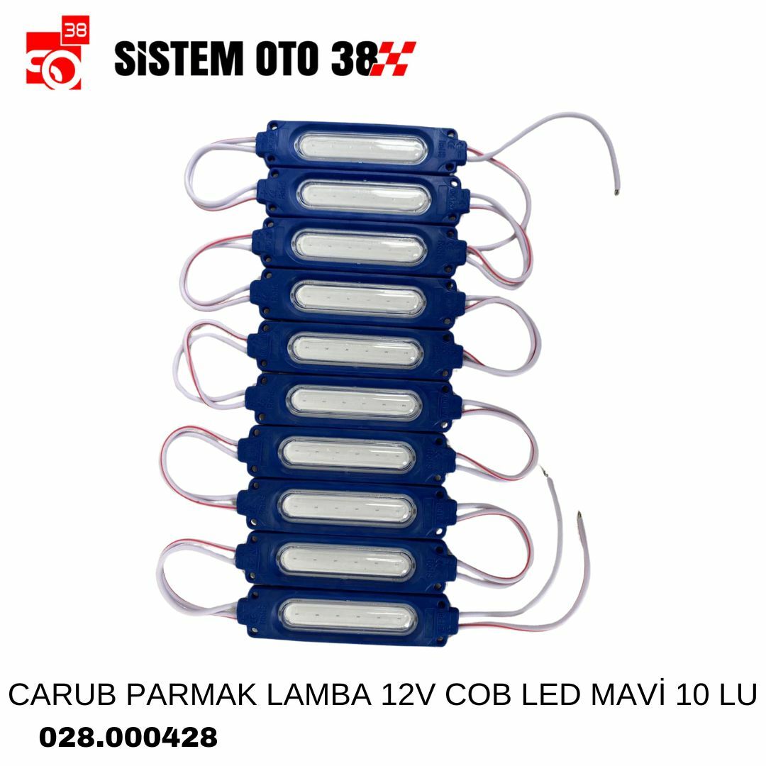 CARUB PARMAK LAMBA 12V COB LED MAVİ 10 LU | | LED AYDINLATMA GRUBU