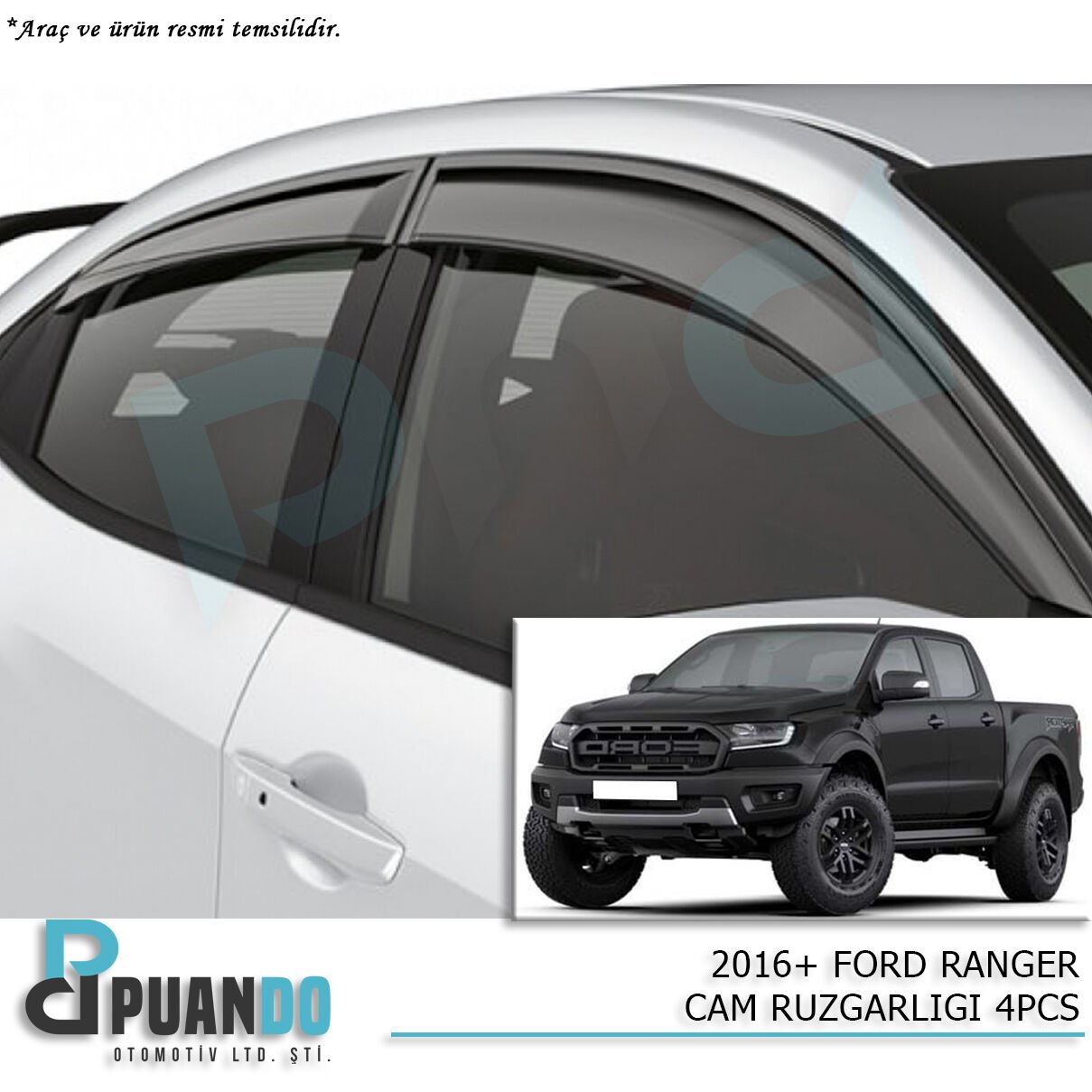2012+ FORD RANGER CAM RUZGARLIGI 4PCS