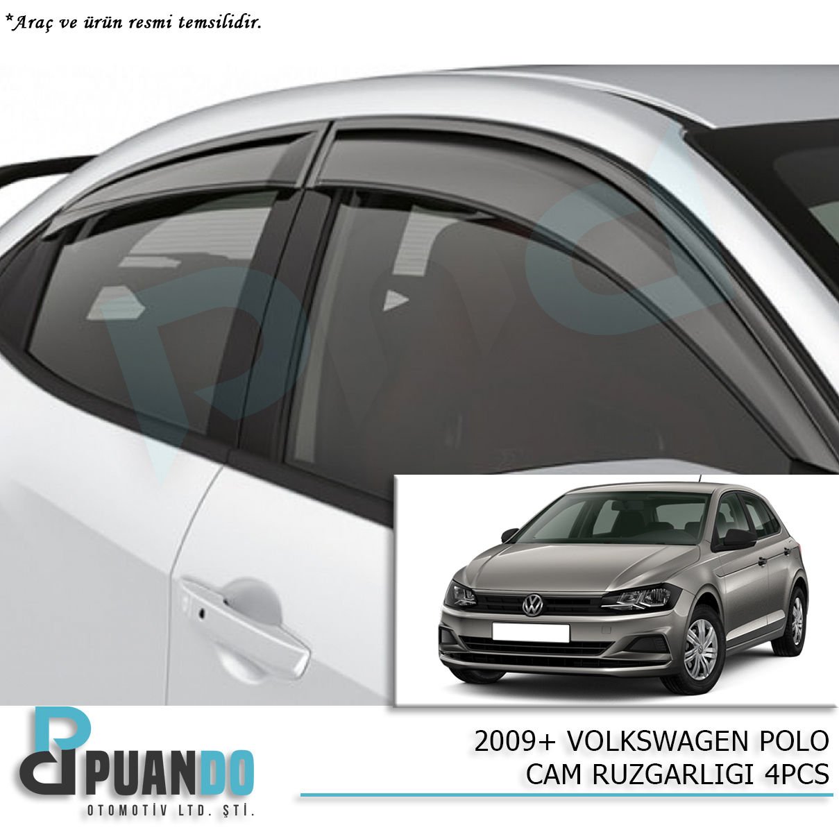 2009+ VOLKSWAGEN POLO CAM RUZGARLIGI 4PCS