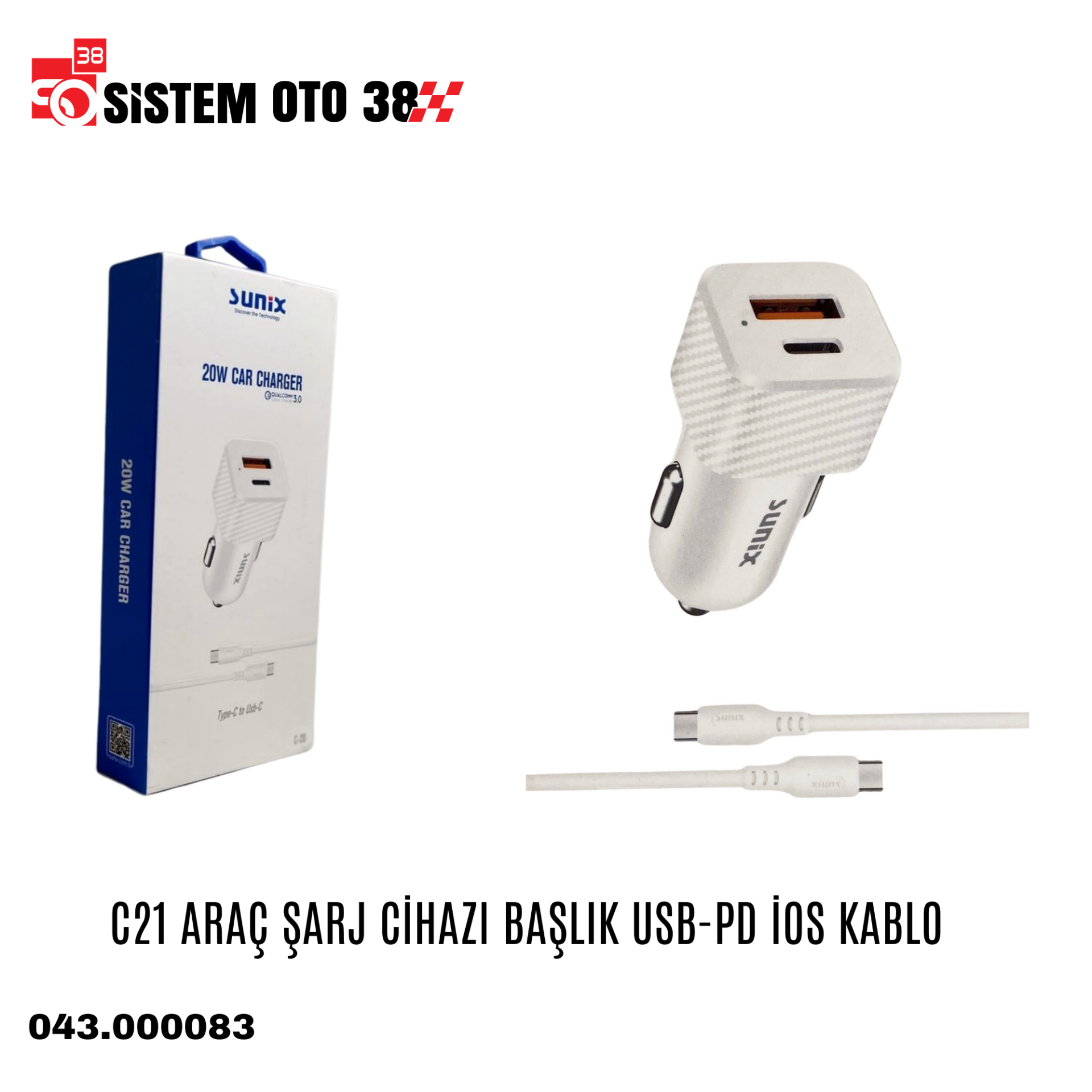 C21 ARAÇ ŞARJ CİHAZI BAŞLIK USB-PD İOS KABLO | | ŞARJ ALETİ VE AUX KABLO