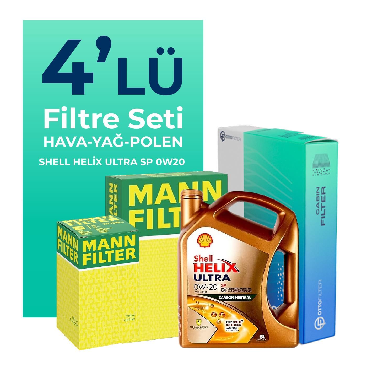 MANN Suzuki Alto 1.0 Filtre Bakım Seti Shell Motor Yağlı (2010-2015) 4 Lü