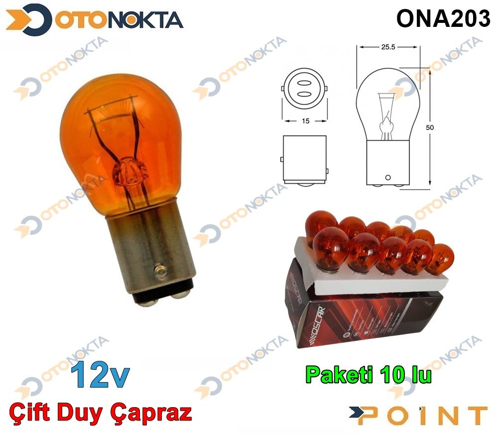 AMPUL 1016 TURUNCU 12V 21/5W 2207 OSC