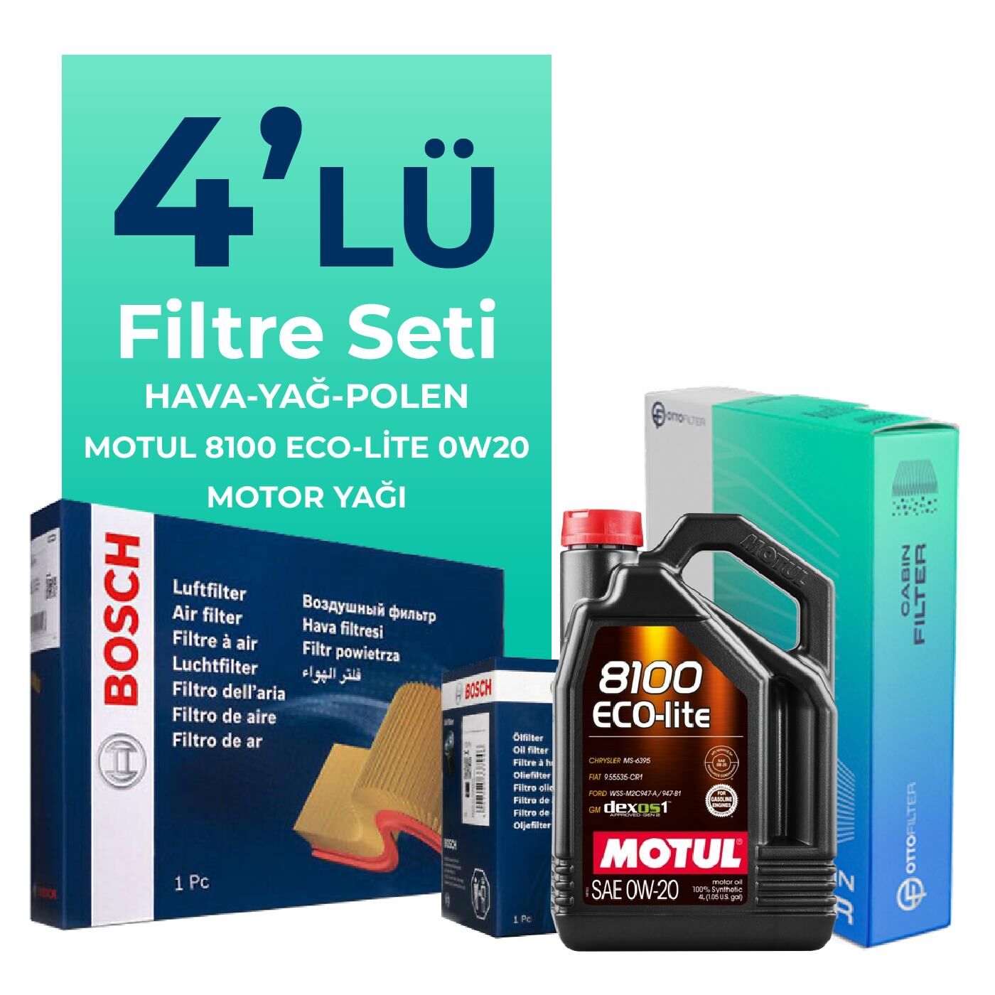 BOSCH Suzuki Swift 1.3 Filtre Bakım Seti Motul Motor Yağlı (2005-2010) 4 Lü