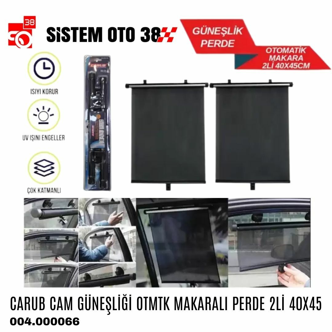 CARUB CAM GÜNEŞLİĞİ OTMTK MAKARALI PERDE 2Lİ 40X45 | | ARAÇ İÇİ AKSESUARLAR