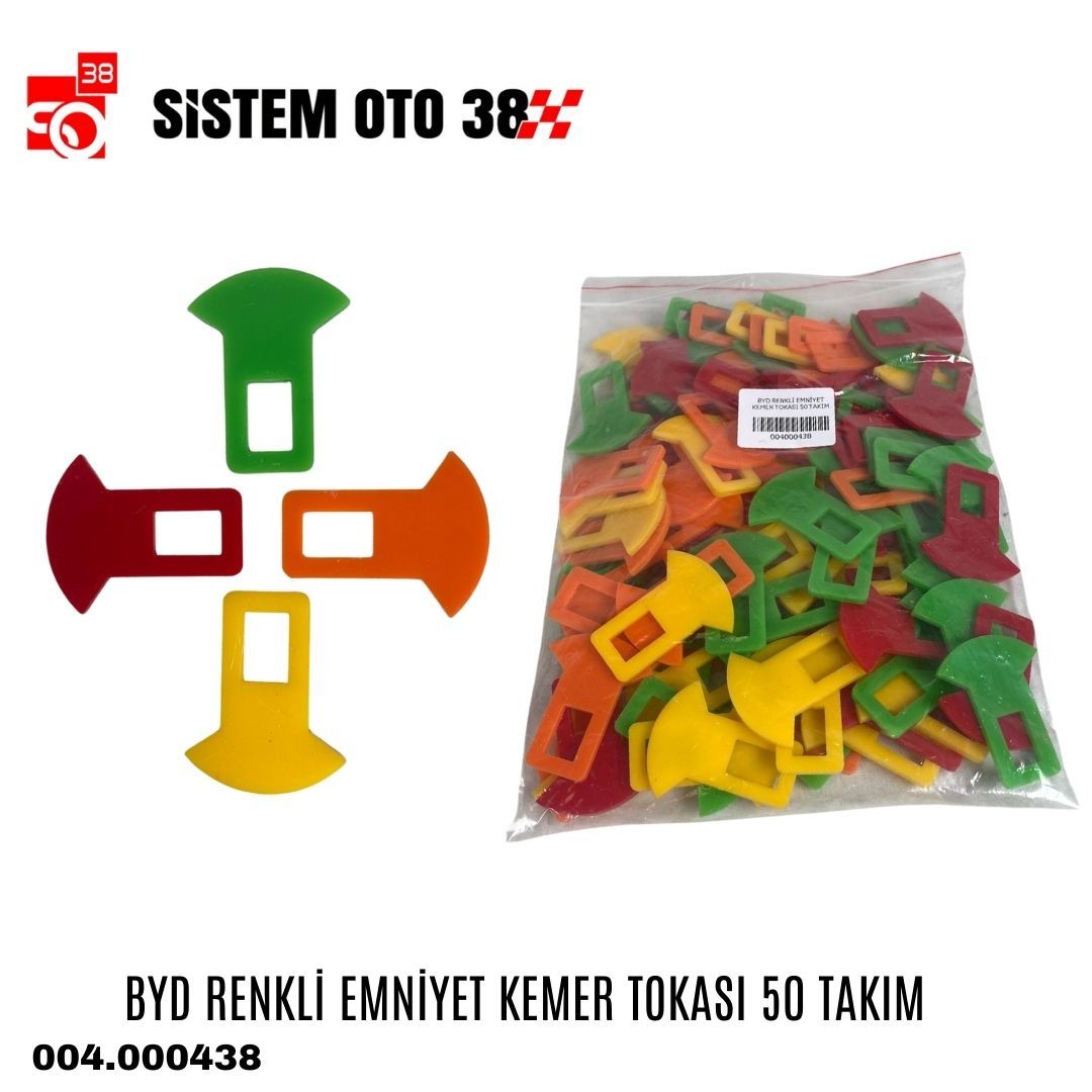 BYD RENKLİ EMNİYET KEMER TOKASI 50 TAKIM | | ARAÇ İÇİ AKSESUARLAR