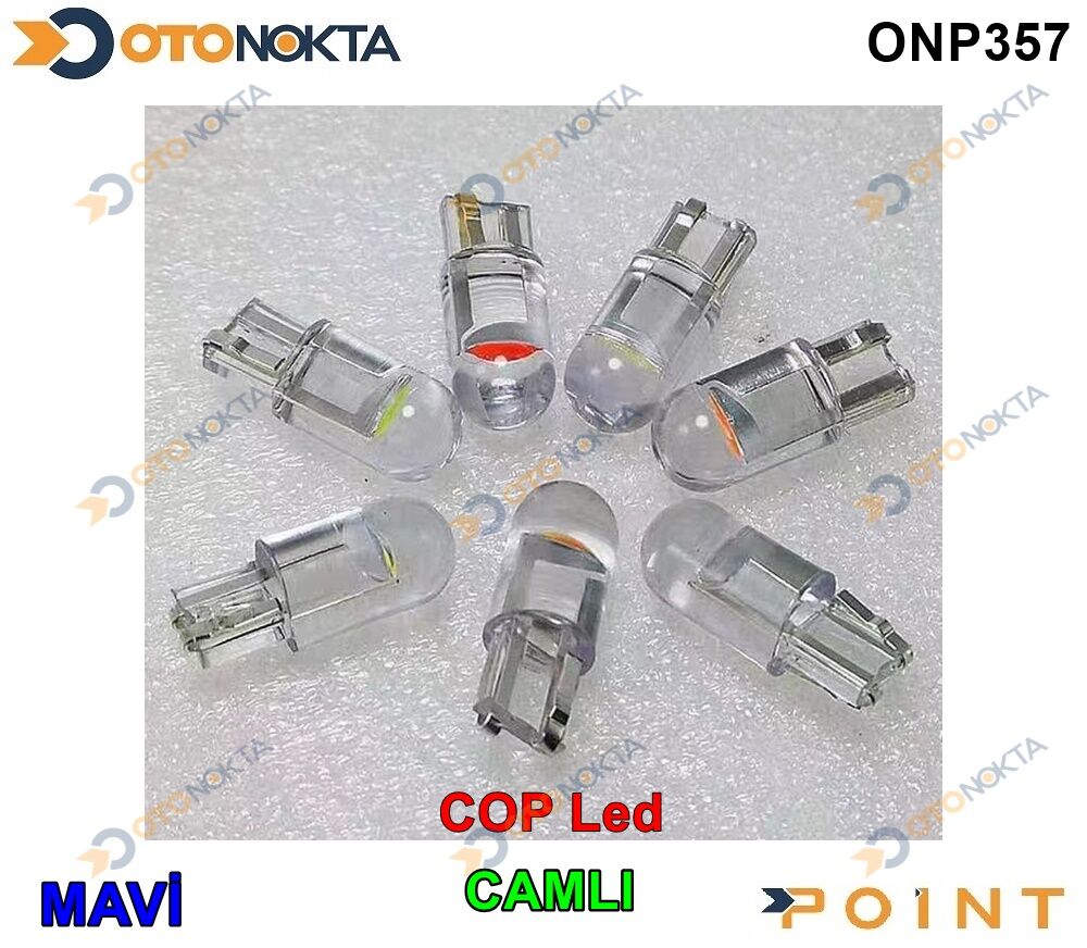 PARK AMPULU T10 12V COB LED CAMLI MAVI POINT