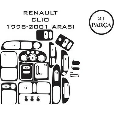 RENAULT CLİO 98+ ÜNİVERSAL 21 PARÇA S.RENK KAPLAMA | | ARAÇ İÇİ KAPLAMALAR