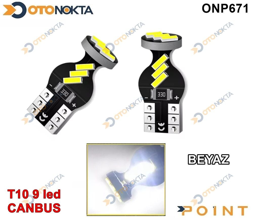 PARK AMPULU T10 12V 9 LED BEYAZ CANBUS POINT