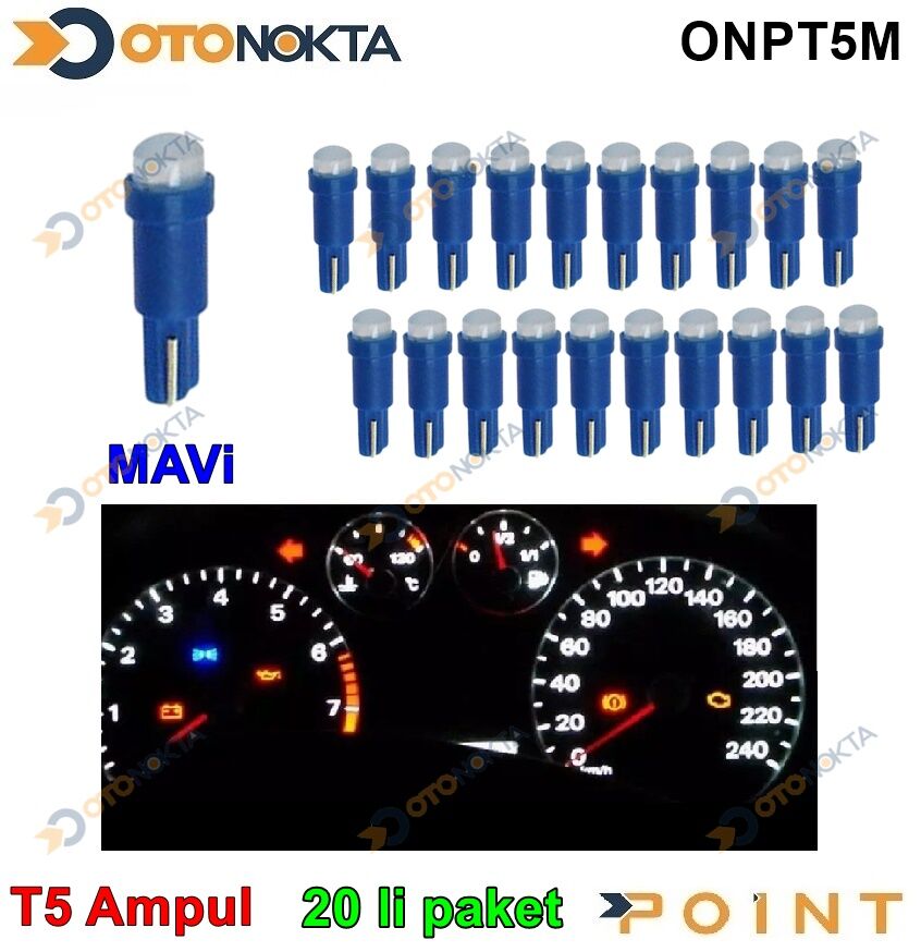 AMPUL GOSTERGE LEDLI T5 MAVI PAKET 20 LI POINT