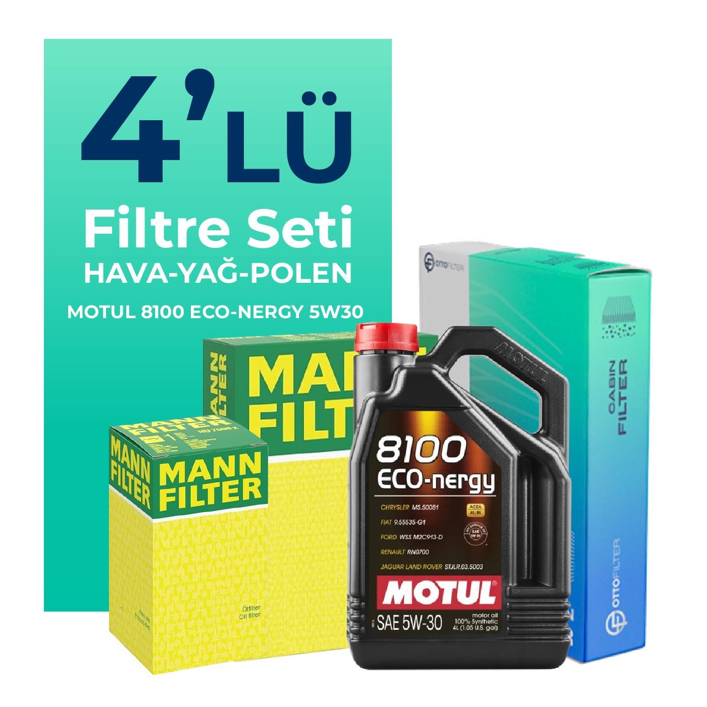MANN Suzuki Vitara 1.4 Turbo Filtre Bakım Seti Motul Motor Yağlı (2015-2021) 4 Lü