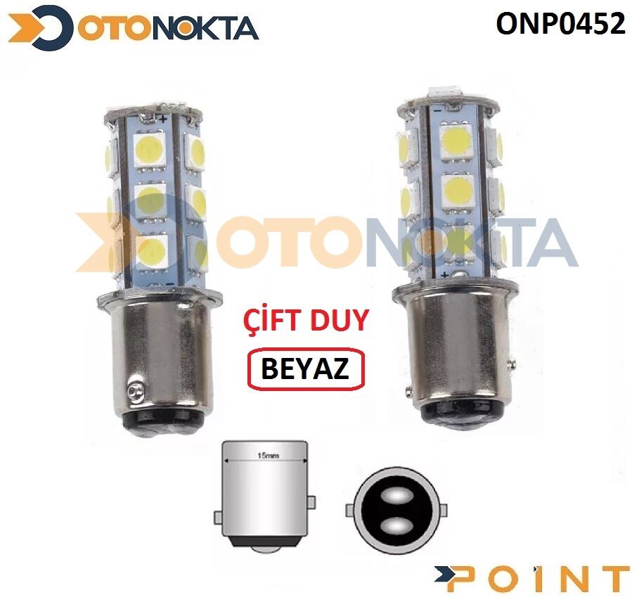 AMPUL 93 CIFT DUY NORMAL 15 LED BEYAZ 12V POINT