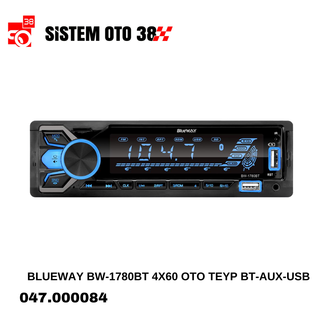 BLUEWAY BW-1780BT 4X60 OTO TEYP BT-AUX-USB | | TEYPLER