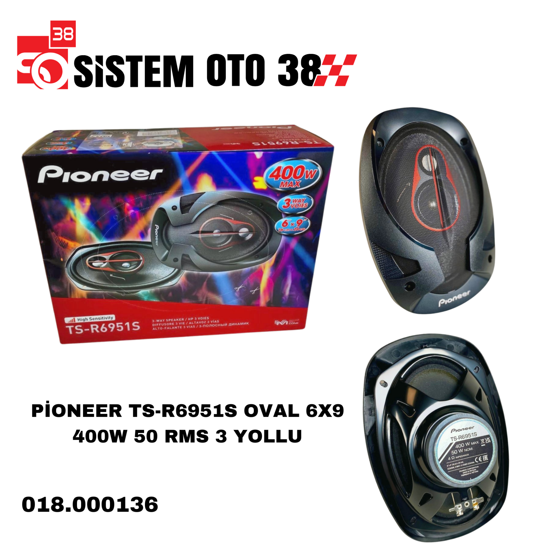 PİONEER TS-R6951S OVAL 6X9 400W 50 RMS 3 YOLLU | | HOPARLÖRLER